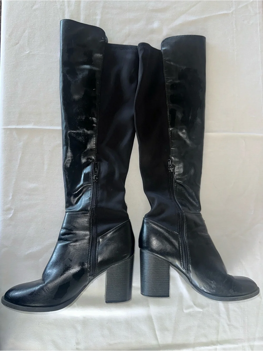 Indigo Black Over-the-Knee Block Heel Boots